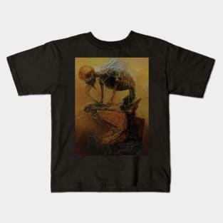 Beksinski - The Thinker Skeleton - Zdzisław Beksinski Style Kids T-Shirt